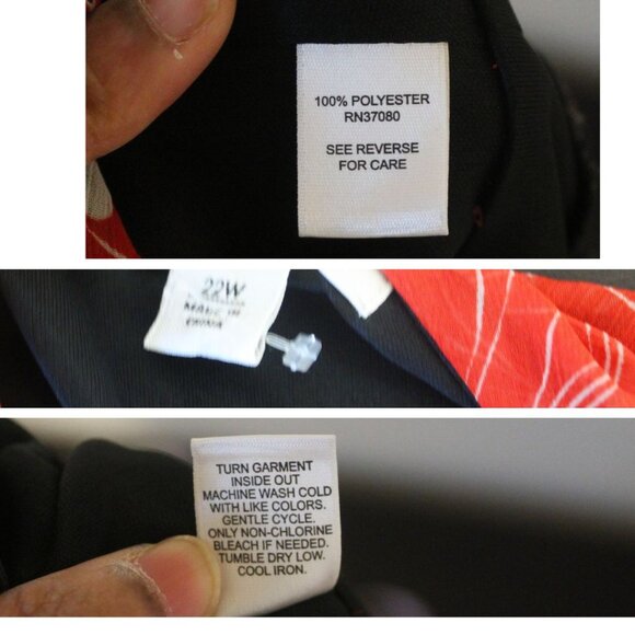 Catos Red Floral Midi Wrap Dress Women's 22W V-Neck Tie Waist Ruffle Tulip Hem - Picture 5 of 7